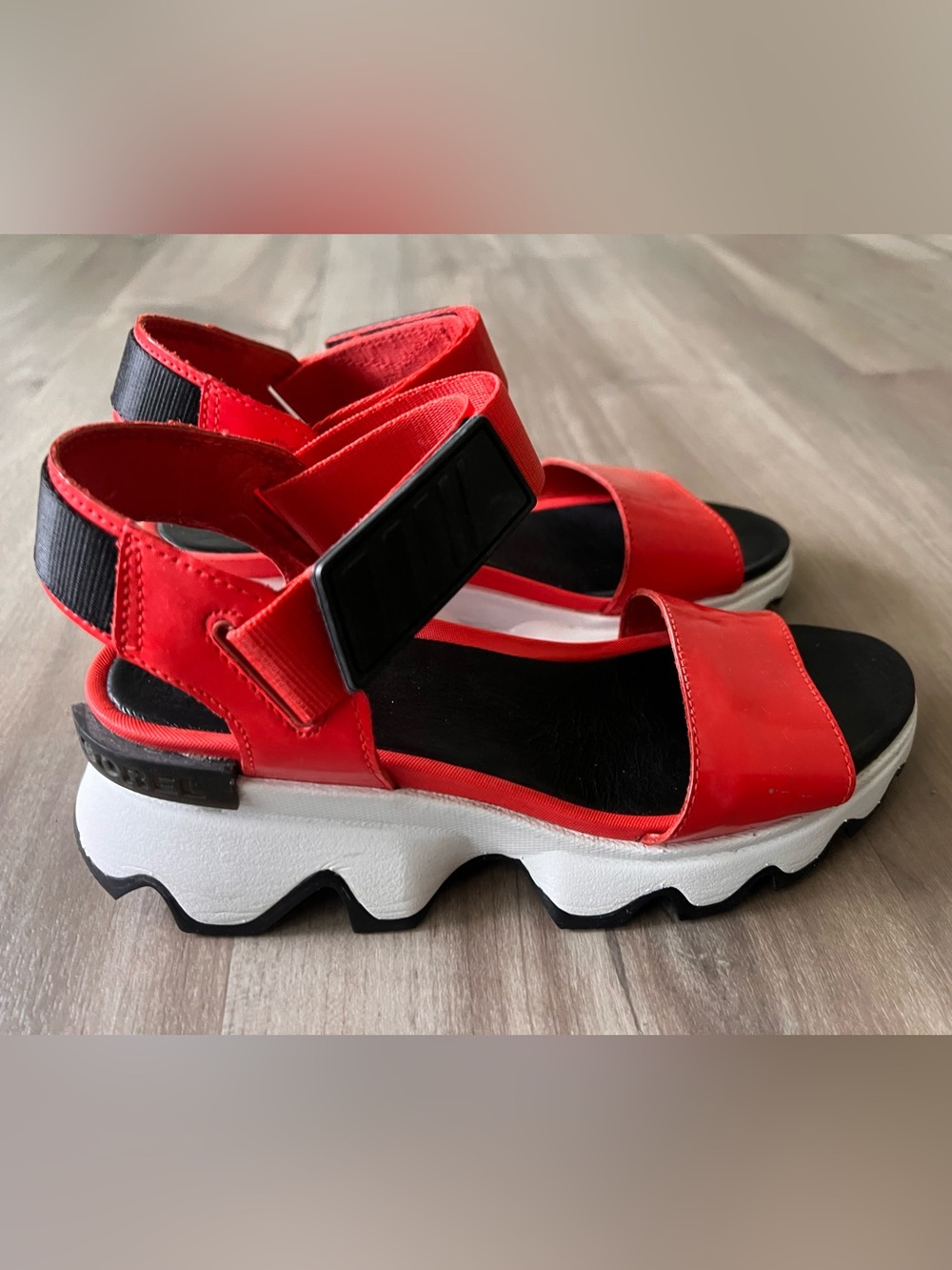 Sorel Red and Black Kinetic Impact Sandals - Picture 3 of 7